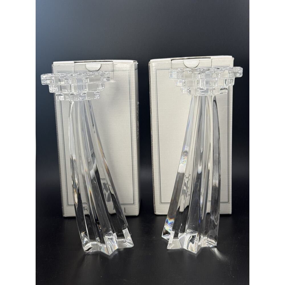 WMF Celestial Shooting Star Candle Holders Set Of 2, 24% Lead Crystal 8” Tall